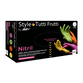 AMPri Style Tutti Frutti Nitrilhandschuhe puderfrei, Farbenmix | Box (96 Stück)