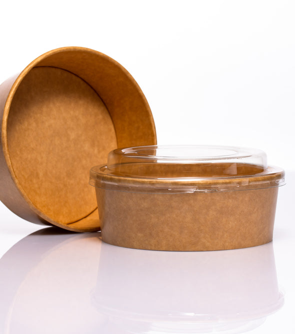Runde Kraft-Salatschalen mit Deckel