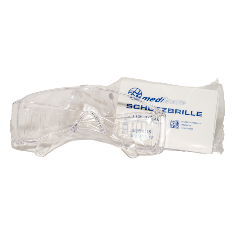 Mediware Schutzbrille aus transparentem Polycarbonat – Packung mit 1 Stück