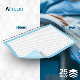 Altruflock® Bettschutzunterlagen 60 x 90cm Supersoft Extrem Saugfähig | Packung (25 Stück)