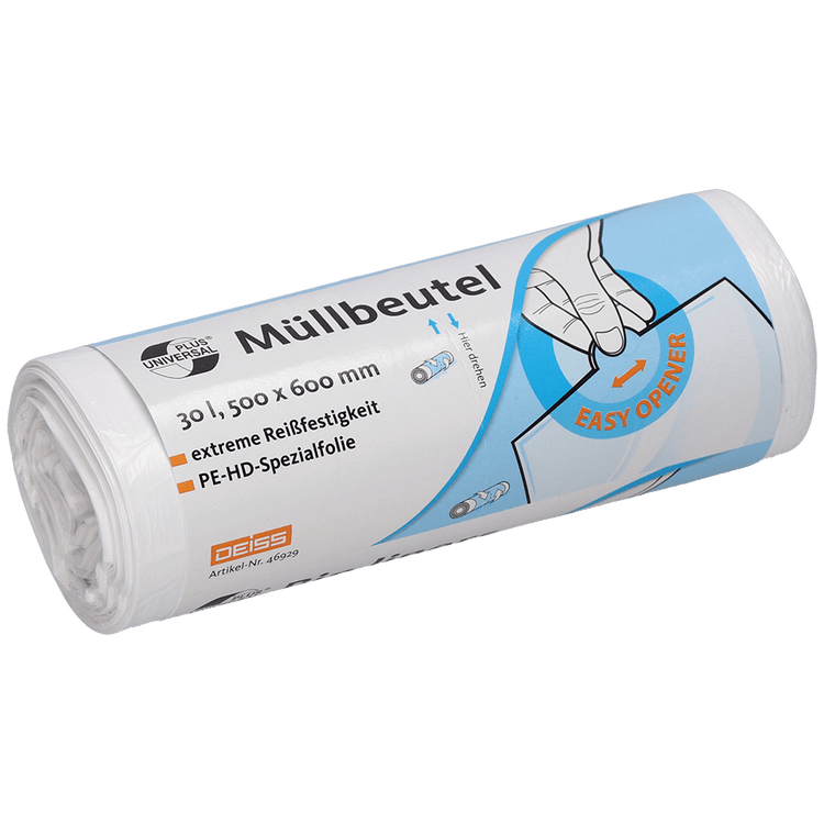 DEISS Müllbeutel 500x600 mm aus HDPE 30 Liter | Rolle (50 Beutel)