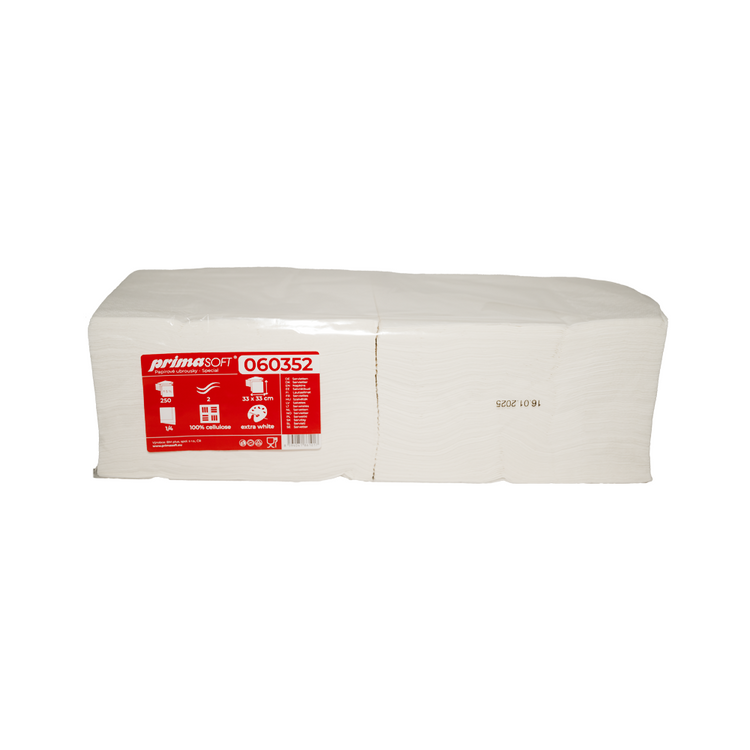 Servietten 2-lagig primaSoft Spezial,2000 Servietten im Karton 1/4 Falz, 33 x 33 cm