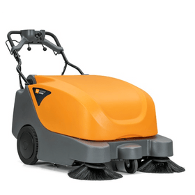TASKI balimat 3300 RTU, Handgeführte Kehrsaugmaschine für das tägliche Kehrsaugen von mittleren bis großen Flächen, inkl. 2 Stück Walzenbürsten, 2 Stück Seitenbesen, 2 Stück Batterien 76Ah und Ladegerät | Packung (1 Stück)