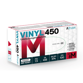 Altruan Vinyl 450 Handschuhe, Einmalhandschuhe, transparent - 100 Stück