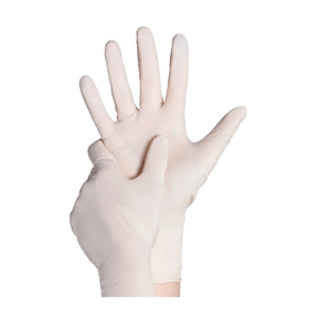 AMPri BASIC-PLUS Latexhandschuhe gepudert, weiß | Box (100 Stück)