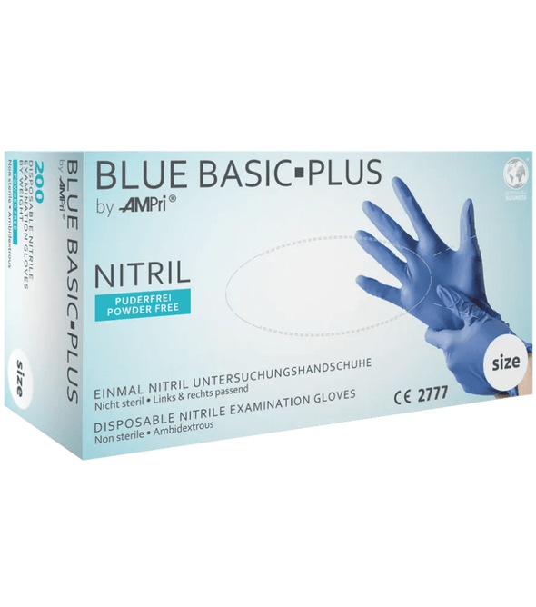AMPri BASIC-PLUS Nitrilhandschuhe puderfrei, verschiedene Farben | Box (200 Stück)
