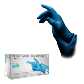 AMPri MED-COMFORT BLUE ULTRA 300 Nitrilhandschuhe extra Lang puderfrei, blau