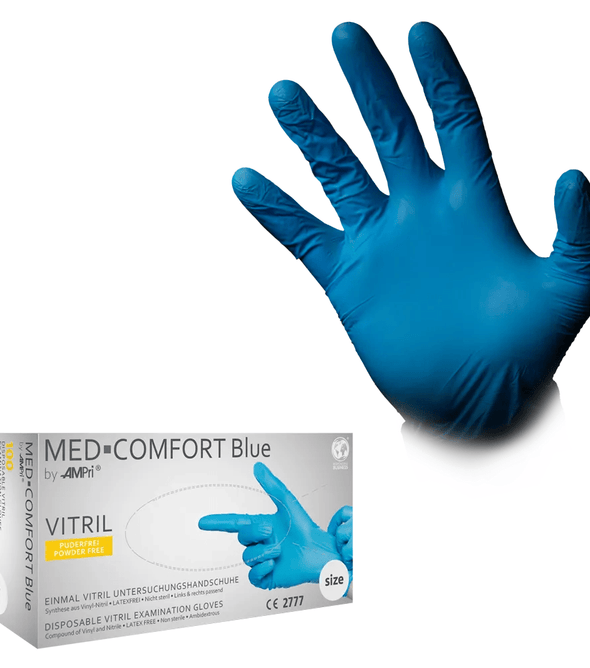 AMPri MED-COMFORT BLUE Vitrilhandschuhe puderfrei, Blau