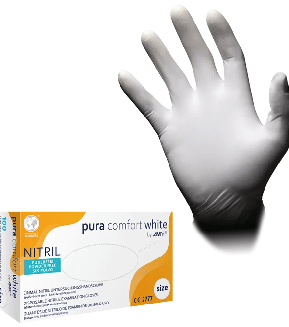 AMPri Puracomfort WHITE Nitrilhandschuhe, Weiß | Box (100 Stück)