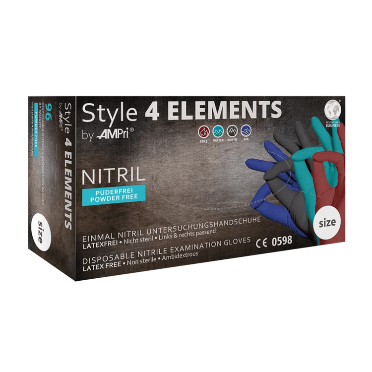 AMPri STYLE 4 ELEMENTS Nitrilhandschuhe puderfrei, Farbenmix