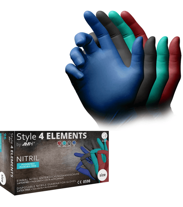 AMPri STYLE 4 ELEMENTS Nitrilhandschuhe puderfrei, Farbenmix