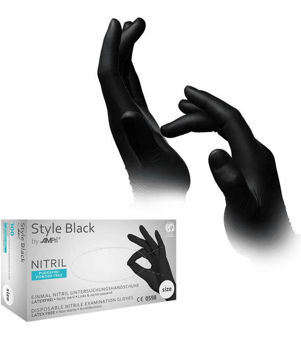 AMPri STYLE BLACK Nitrilhandschuhe puderfrei by MED-COMFORT, Schwarz