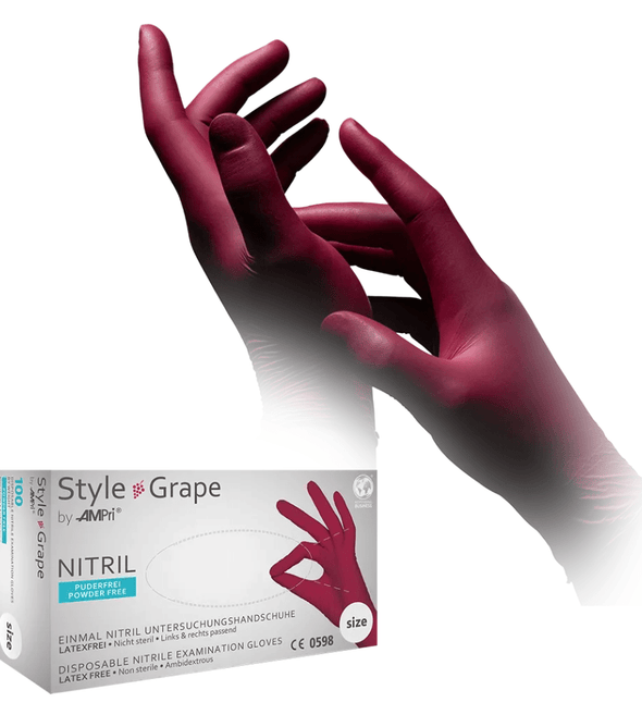 AMPri STYLE GRAPE Nitrilhandschuhe puderfrei by MED-COMFORT, Bordeaux