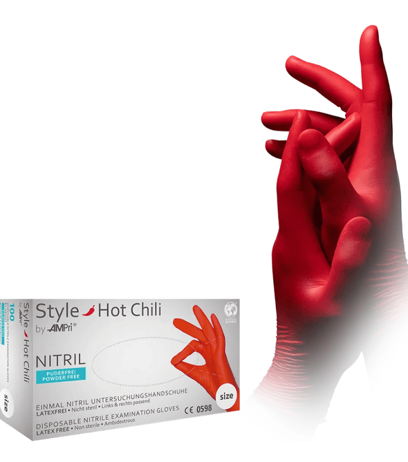 AMPri STYLE HOT CHILI Nitrilhandschuhe puderfrei by MED-COMFORT, Rot