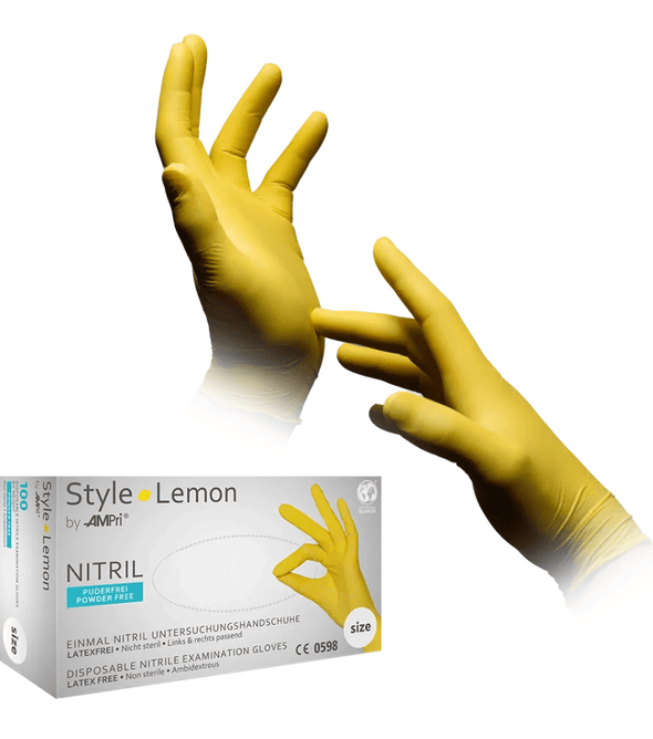 AMPri STYLE LEMON Nitrilhandschuhe puderfrei by MED-COMFORT, Gelb