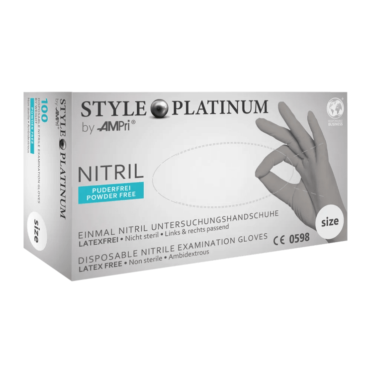 AMPri STYLE PLATINUM Nitrilhandschuhe puderfrei by MED-COMFORT, Silbergrau