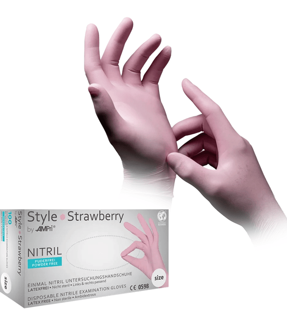 AMPri STYLE STRAWBERRY Nitrilhandschuhe puderfrei by MED-COMFORT, Rosa