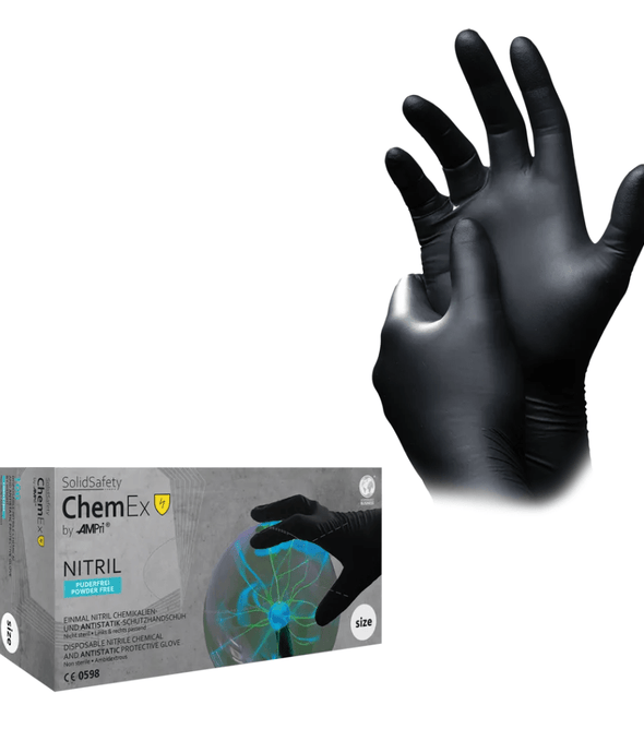 AMPri SolidSafety Chem Ex antistatische Nitril Chemikalienschutzhandschuhe S - XXL
