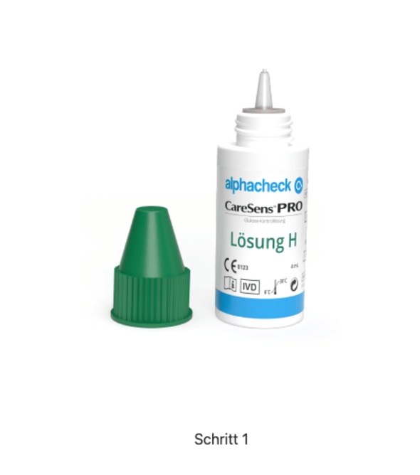 Alphacheck CareSens PRO Kontrolllösung L+H | Packung (2 Fläschchen)