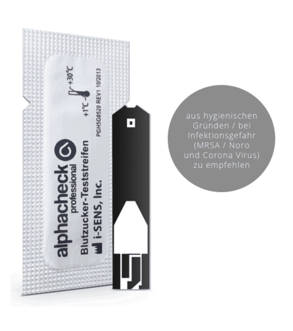 Alphacheck professional Blutzuckerteststreifen, geblistert | Packung (50 Stück)