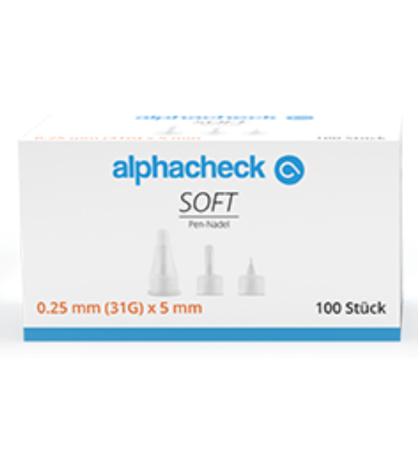 Alphacheck soft Pen-Nadeln, verschiedene Größen, 100 Stück/Packung