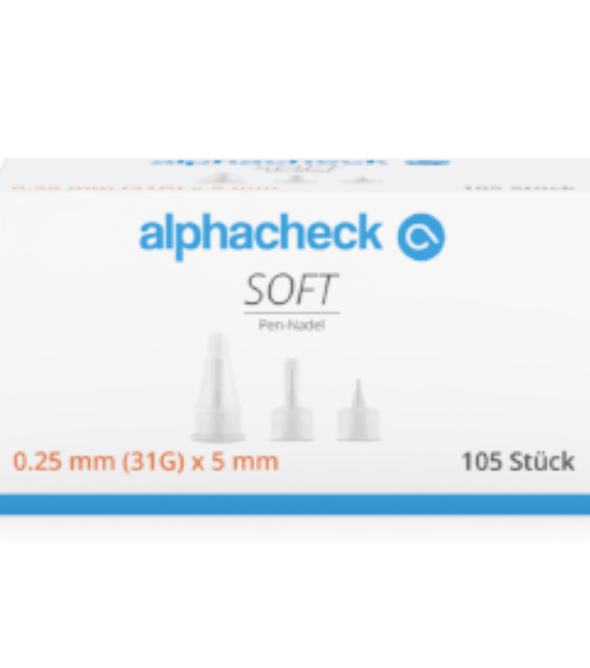 Alphacheck soft Pen-Nadeln, verschiedene Größen, 105 Stück/Packung
