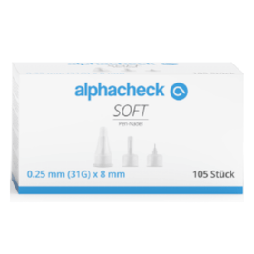 Alphacheck soft Pen-Nadeln, verschiedene Größen, 105 Stück/Packung