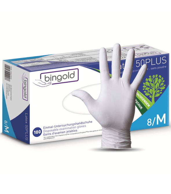 Bingold Latex 50PLUS Latexhandschuhe, weiß