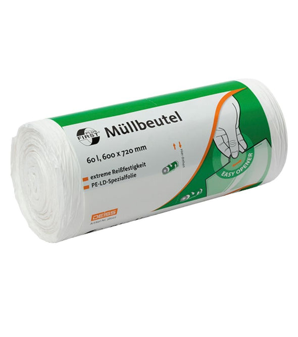 DEISS First Plus® Müllbeutel 60 Liter, Premium-LDPE, 36022