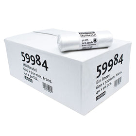 DEISS HDPE Müllbeutel 60 Liter, 59984, transparent