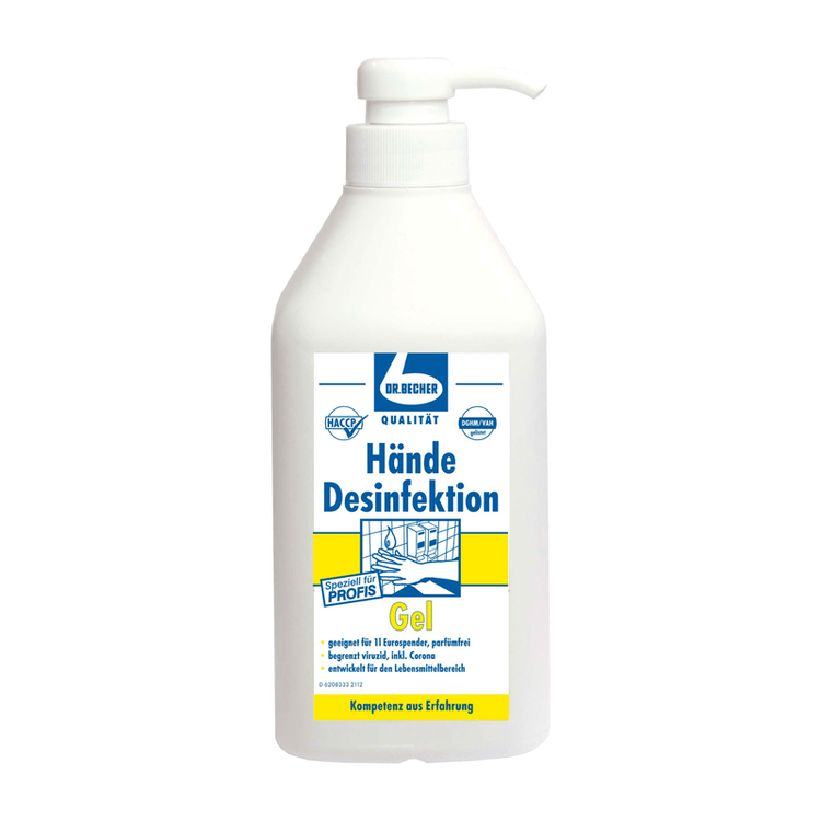 Dr. Becher Händedesinfektionsgel mit Dispenser - 1 Liter | Flasche (1 Stück)