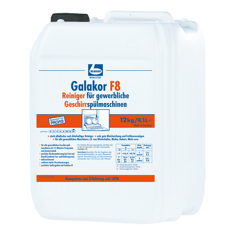 Dr. Becher Galakor F8, Reiniger für gewerbliche Geschirrspülautomaten - 12 kg | Kanister (12 kg)