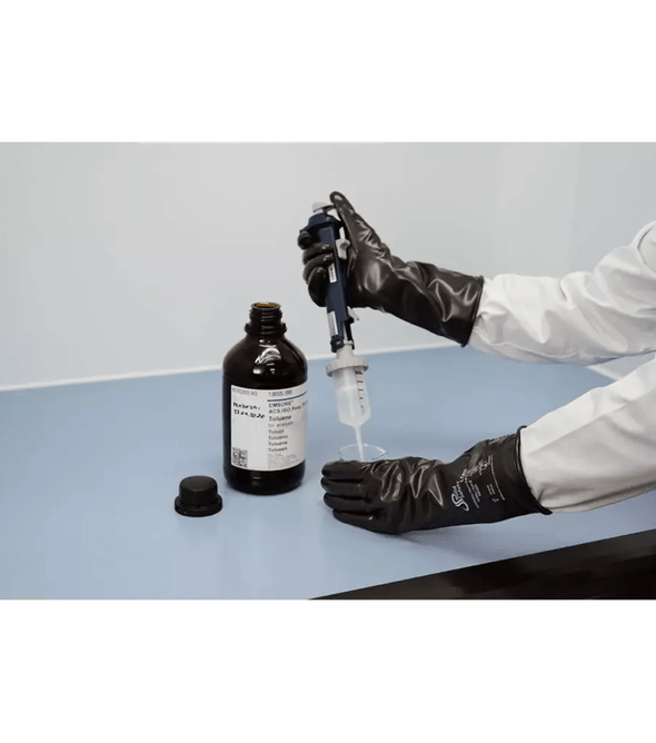 AMPri SolidSafety ChemV Full Stabile Brom-Butyl-Chemiekalienschutzhandschuhe mit Viton Außenschicht
