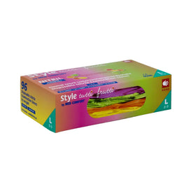 AMPri Style Tutti Frutti Nitrilhandschuhe puderfrei, Farbenmix | Box (96 Stück)