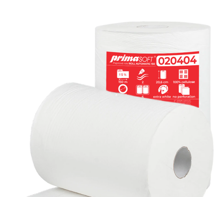 Rollenhandtücher, automatisch, 150 m, primaSoft, 2-lagig, Ø 17 x 20.6 cm, (6 Rolle pro Packung)