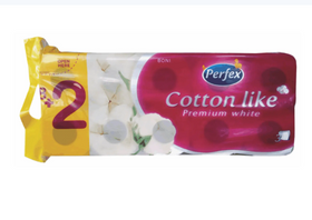 Perfex Cotton like 3-lagig Toilettenpapier 8+2, 10 Stück